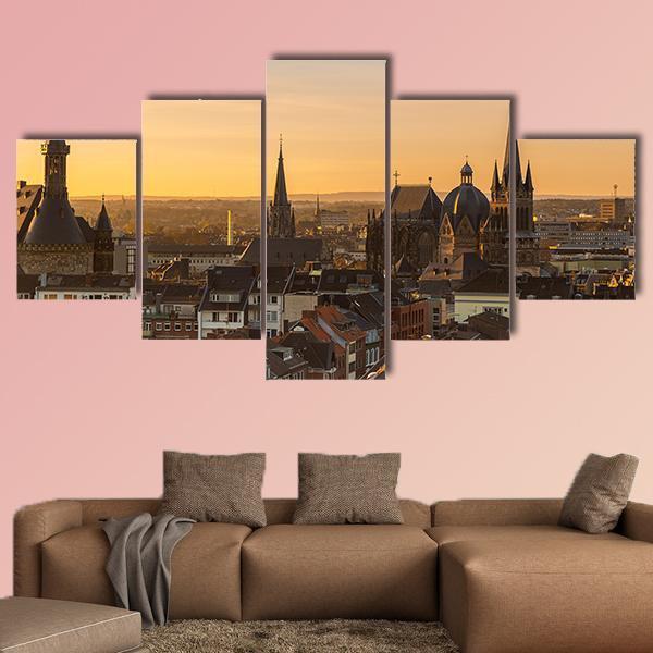 City Skyline Of Aachen Canvas Wall Art-5 Star-Gallery Wrap-62" x 32"-Tiaracle
