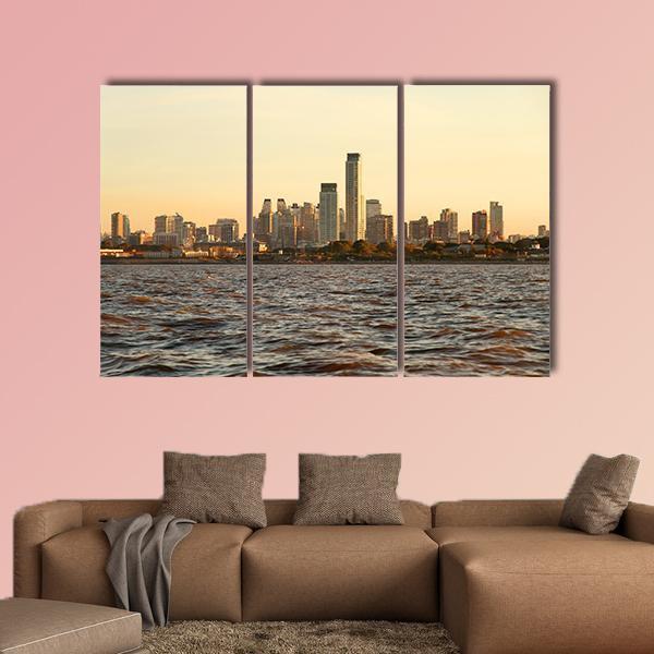 Skyline Of Buenos Aires In Argentina Canvas Wall Art-3 Horizontal-Gallery Wrap-25" x 16"-Tiaracle
