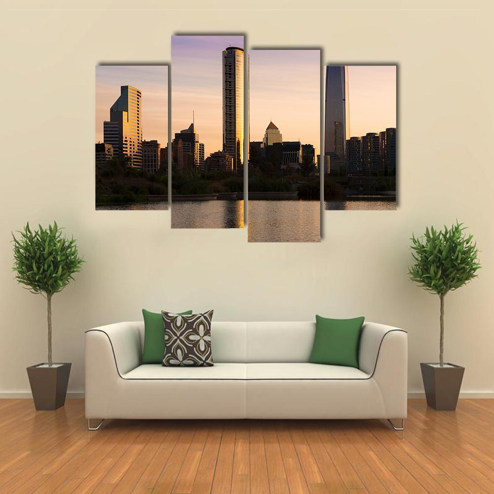 Skyline Of Buildings At Las Condes District Canvas Wall Art-4 Pop-Gallery Wrap-50" x 32"-Tiaracle