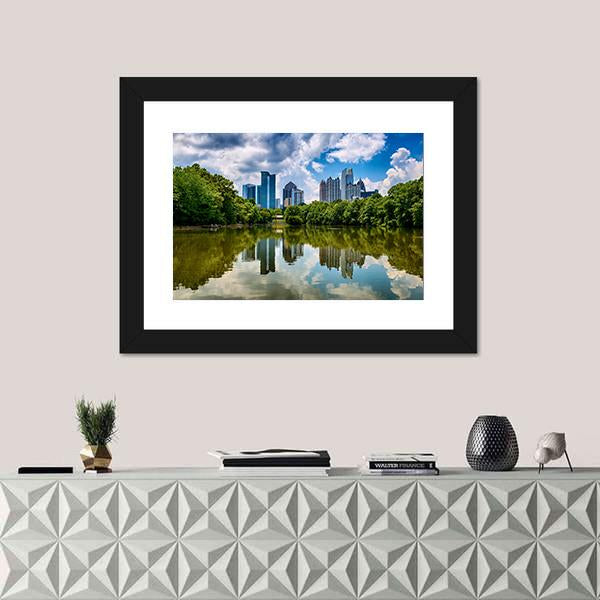 Skyline Of Downtown Atlanta Canvas Wall Art-1 Piece-Framed Print-20" x 16"-Tiaracle