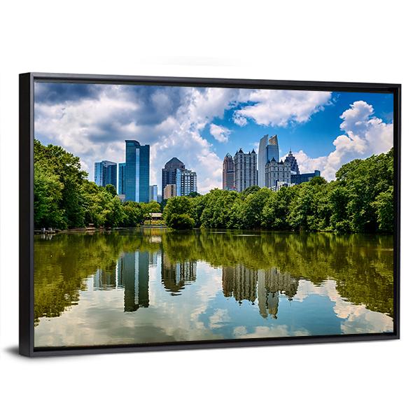 Skyline Of Downtown Atlanta Canvas Wall Art-3 Horizontal-Gallery Wrap-25" x 16"-Tiaracle