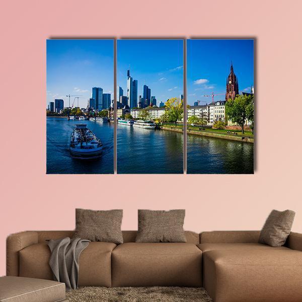 Skyline Of Frankfurt Canvas Wall Art-3 Horizontal-Gallery Wrap-25" x 16"-Tiaracle