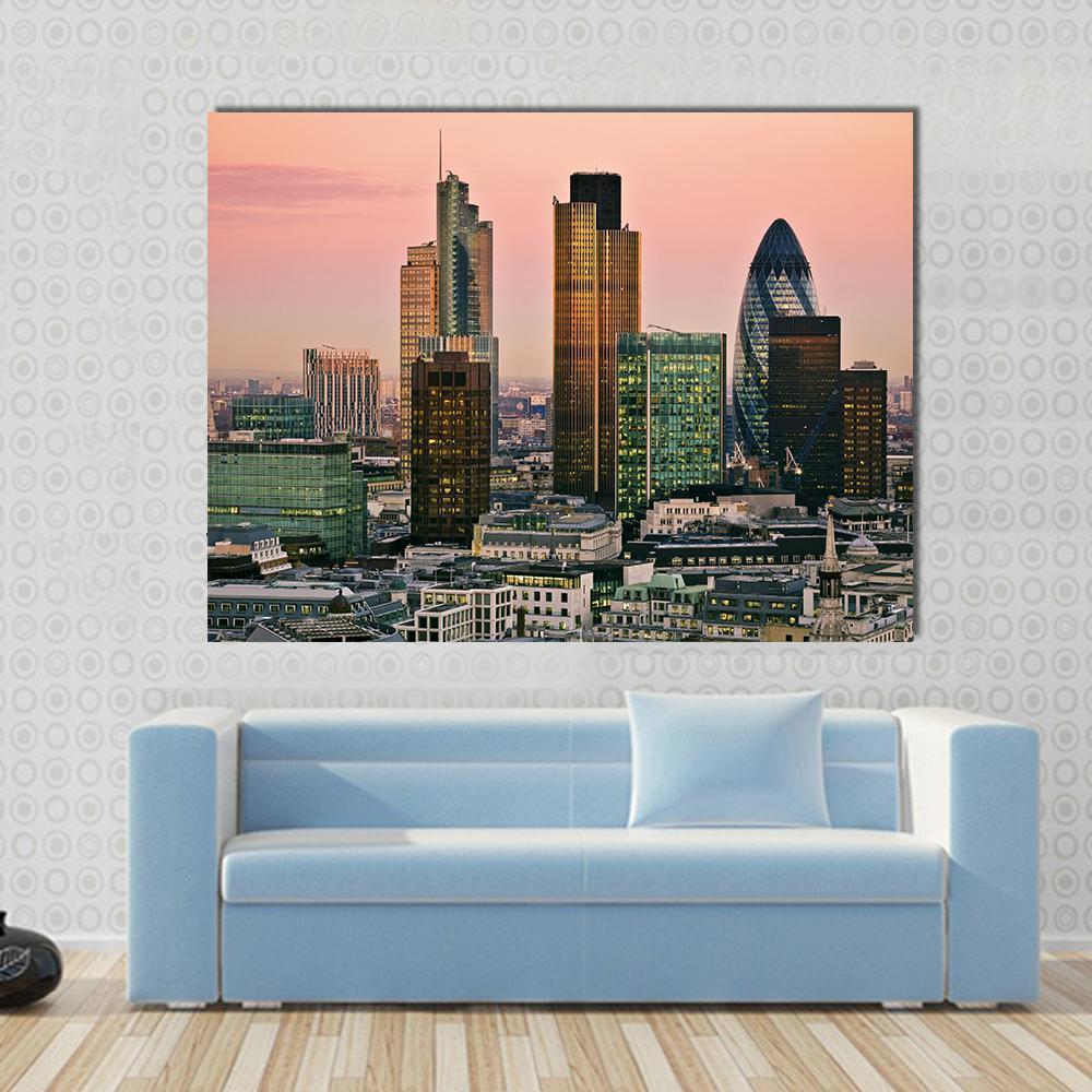 Skyline Of London Canvas Wall Art-1 Piece-Gallery Wrap-48" x 32"-Tiaracle