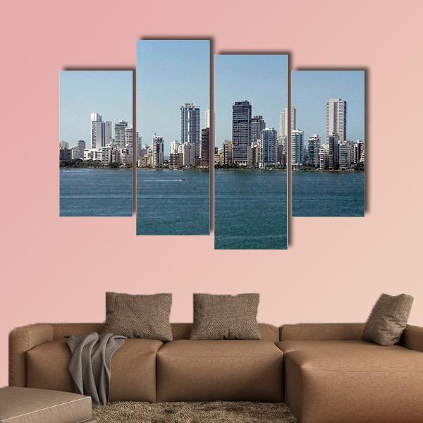 Skyline Of New City Of Cartagena Canvas Wall Art-4 Pop-Gallery Wrap-50" x 32"-Tiaracle