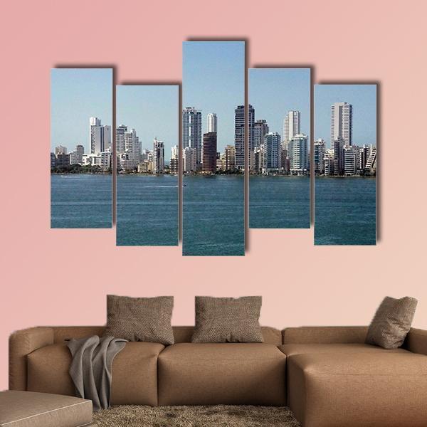 Skyline Of New City Of Cartagena Canvas Wall Art-5 Pop-Gallery Wrap-47" x 32"-Tiaracle