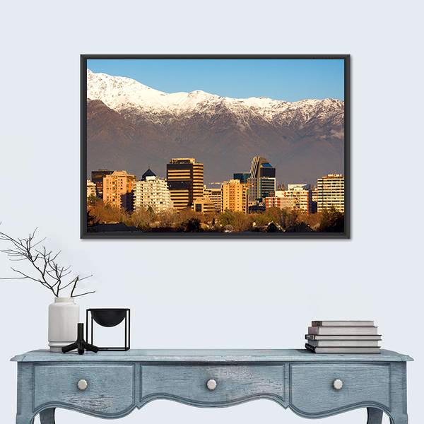 Skyline Of Providencia District In Santiago De Chile Canvas Wall Art-1 Piece-Floating Frame-24" x 16"-Tiaracle