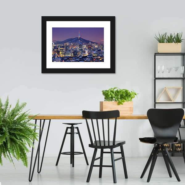 Skyline Of Seoul Canvas Wall Art-5 Horizontal-Gallery Wrap-22" x 12"-Tiaracle