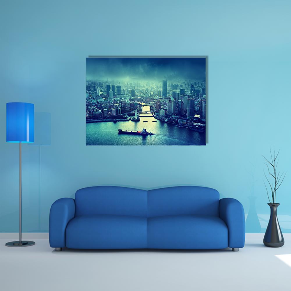 Skyline Of Shanghai Canvas Wall Art-1 Piece-Gallery Wrap-36" x 24"-Tiaracle