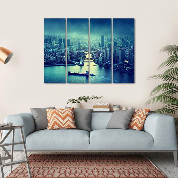 Skyline Of Shanghai Canvas Wall Art-4 Horizontal-Gallery Wrap-34" x 24"-Tiaracle