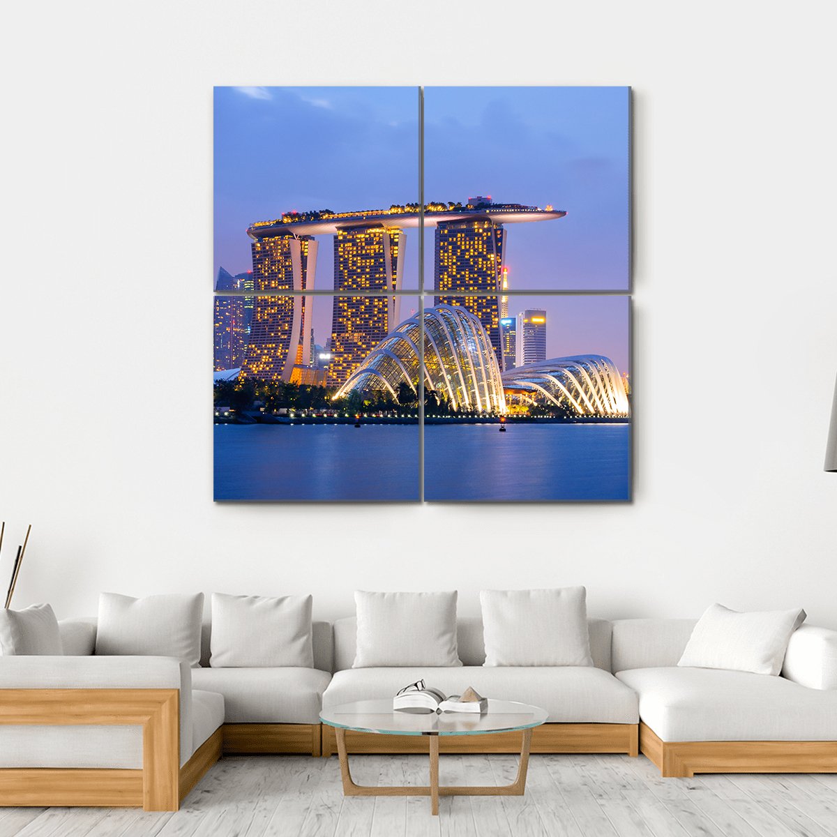 Skyline Of Singapore Canvas Wall Art-4 Square-Gallery Wrap-17" x 17"-Tiaracle