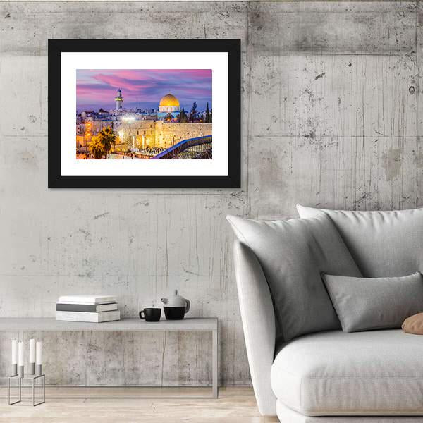 Skyline of the Al Aqsa Mosque In Jerusalem Panoramic Canvas Wall Art-1 Piece-36" x 12"-Tiaracle