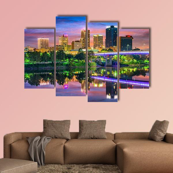 Skyline On The Arkansas River Canvas Wall Art-4 Pop-Gallery Wrap-50" x 32"-Tiaracle