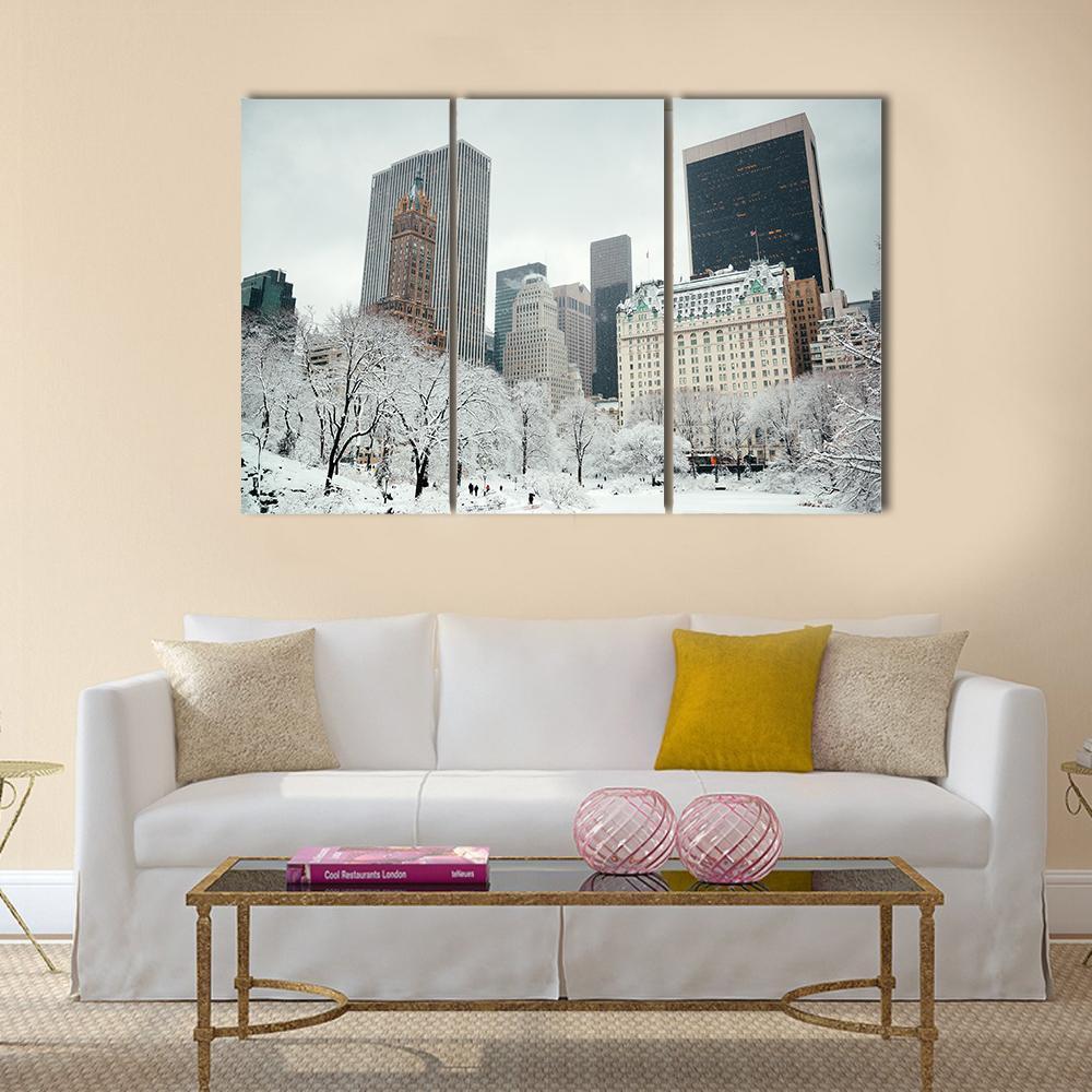 Skyscrapers In Midtown Manhattan Canvas Wall Art-3 Horizontal-Gallery Wrap-37" x 24"-Tiaracle