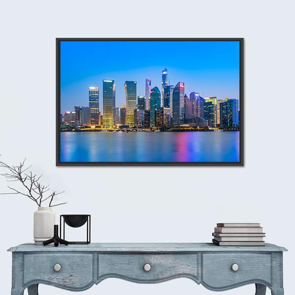 Skyscrapers In Shanghai Financial District Canvas Wall Art-1 Piece-Floating Frame-24" x 16"-Tiaracle