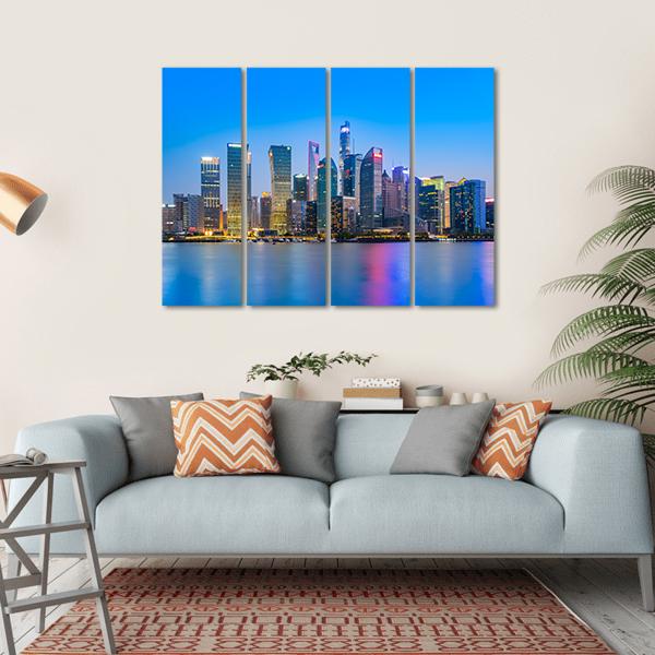Skyscrapers In Shanghai Financial District Canvas Wall Art-4 Horizontal-Gallery Wrap-34" x 24"-Tiaracle