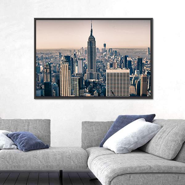 Skyscrapers Of New York City Canvas Wall Art-3 Horizontal-Gallery Wrap-25" x 16"-Tiaracle