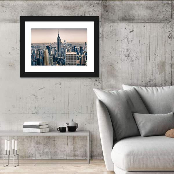Skyscrapers Of New York City Canvas Wall Art-3 Horizontal-Gallery Wrap-25" x 16"-Tiaracle