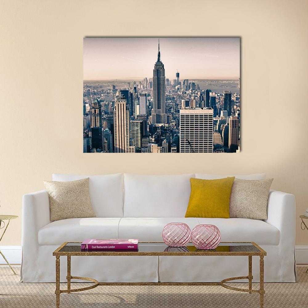 Skyscrapers Of New York City Canvas Wall Art-1 Piece-Gallery Wrap-48" x 32"-Tiaracle