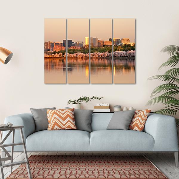 Skyscrapers Of Rosslyn Canvas Wall Art-4 Horizontal-Gallery Wrap-34" x 24"-Tiaracle