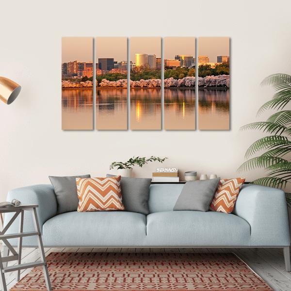 Skyscrapers Of Rosslyn Canvas Wall Art-5 Horizontal-Gallery Wrap-22" x 12"-Tiaracle