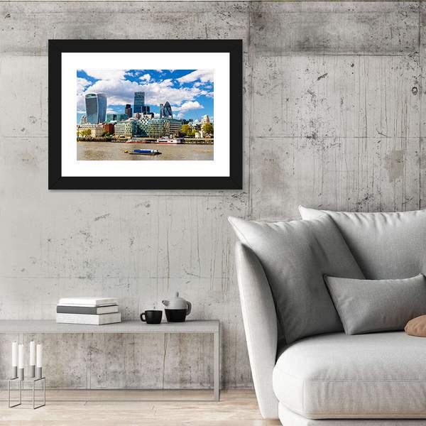 Skyscrapers Of The City Of London Canvas Wall Art-3 Horizontal-Gallery Wrap-25" x 16"-Tiaracle