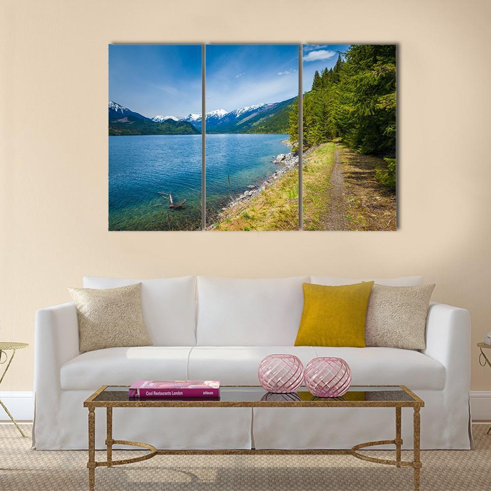 Slocan Lake In British Columbia Canvas Wall Art-3 Horizontal-Gallery Wrap-37" x 24"-Tiaracle