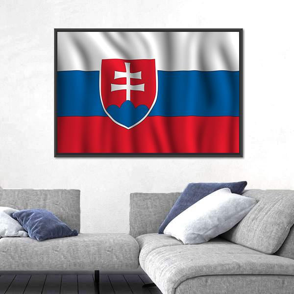 Slovakia National Flag Illustration Canvas Wall Art-3 Horizontal-Gallery Wrap-25" x 16"-Tiaracle