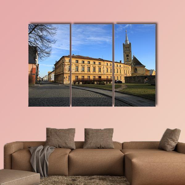 Small Church In Vidnava City Canvas Wall Art-3 Horizontal-Gallery Wrap-25" x 16"-Tiaracle
