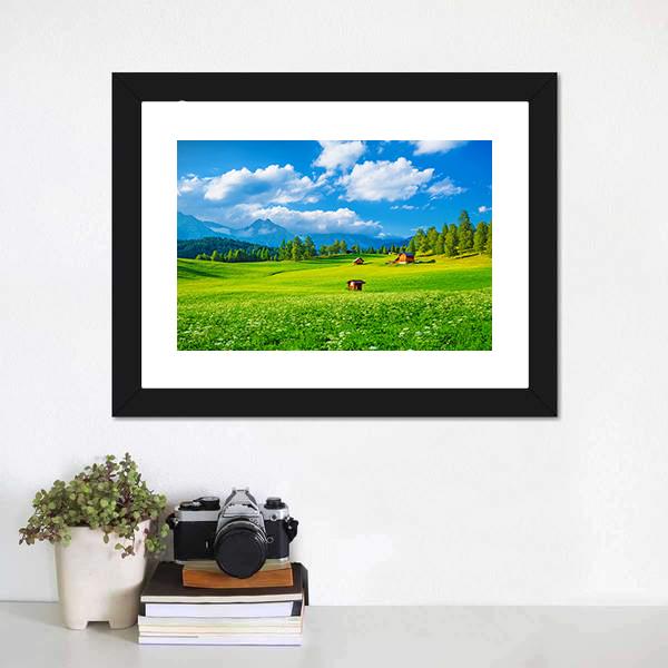Small Houses In Seefeld Canvas Wall Art-1 Piece-Framed Print-20" x 16"-Tiaracle