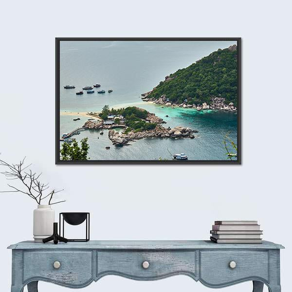 Small Island Near Ko Tao In Thailand Canvas Wall Art-1 Piece-Floating Frame-24" x 16"-Tiaracle