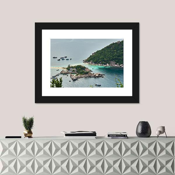 Small Island Near Ko Tao In Thailand Canvas Wall Art-1 Piece-Framed Print-20" x 16"-Tiaracle