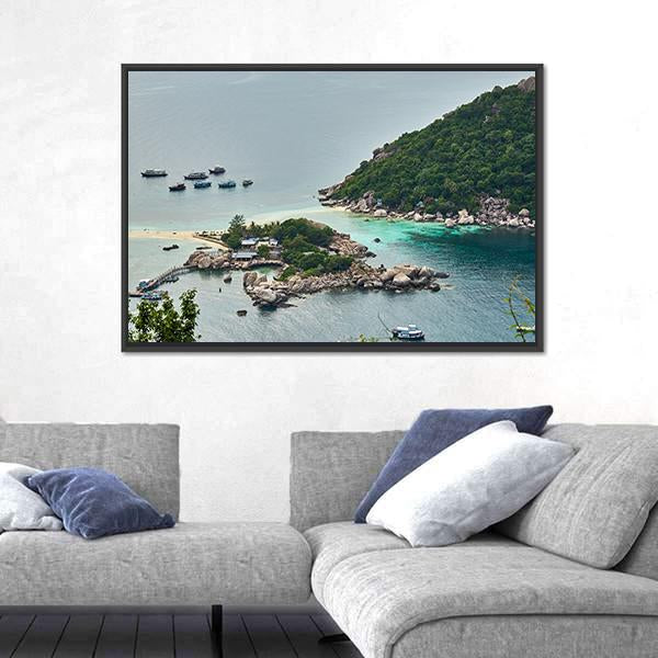 Small Island Near Ko Tao In Thailand Canvas Wall Art-3 Horizontal-Gallery Wrap-25" x 16"-Tiaracle