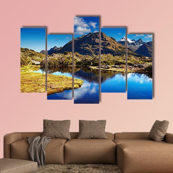 Small Lake At The Key Summit In New Zealand Canvas Wall Art-5 Pop-Gallery Wrap-47" x 32"-Tiaracle