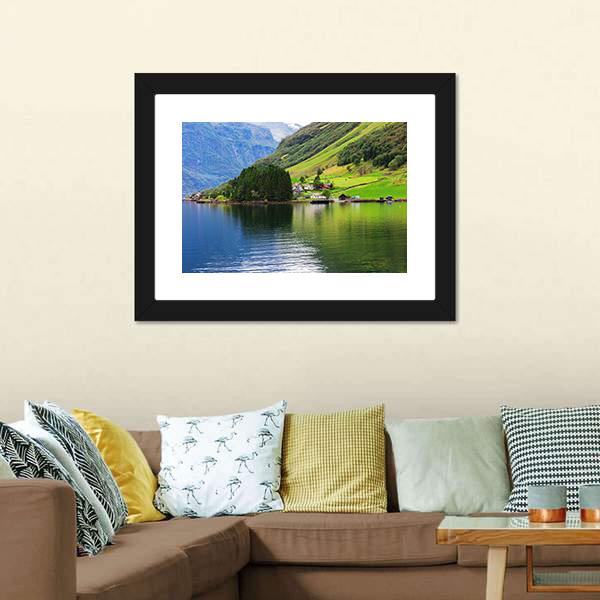 Small Town Near Lake Canvas Wall Art-3 Horizontal-Gallery Wrap-25" x 16"-Tiaracle