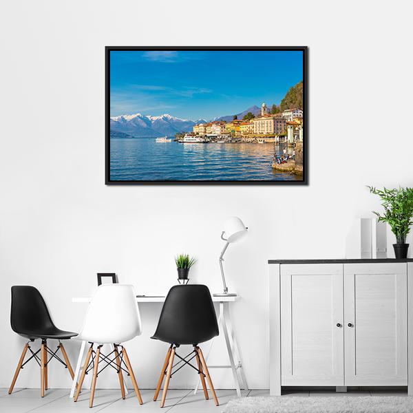 Small Village On Lake Como Canvas Wall Art-3 Horizontal-Gallery Wrap-25" x 16"-Tiaracle