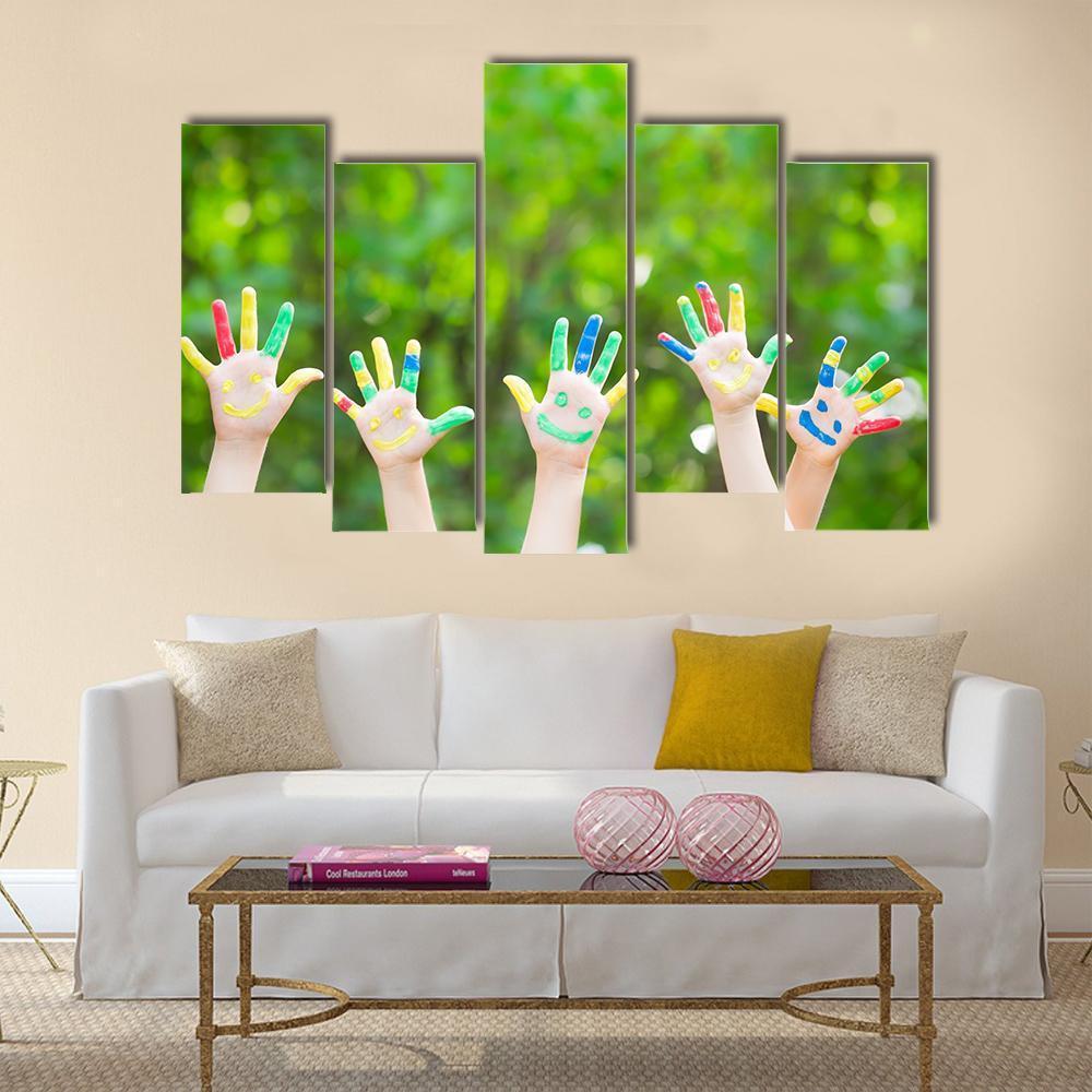 Smiley Hands Canvas Wall Art-5 Pop-Gallery Wrap-47" x 32"-Tiaracle