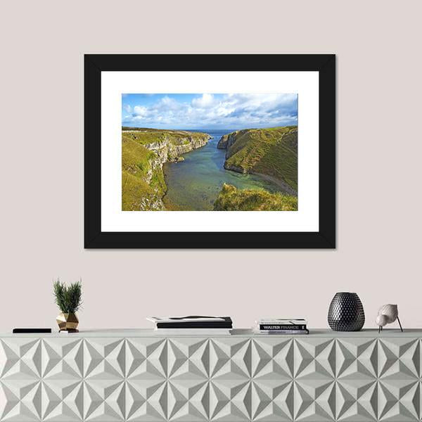 Smoo Cave Bay Landscape Canvas Wall Art-1 Piece-Framed Print-20" x 16"-Tiaracle