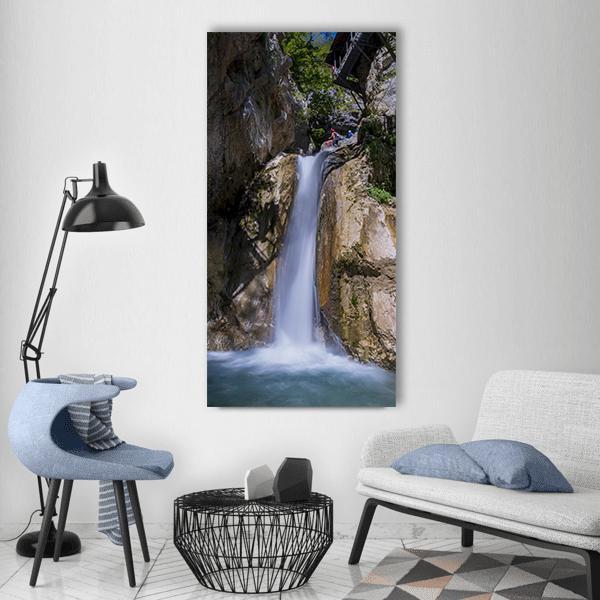 Smooth Movement Of Waterfall Vertical Canvas Wall Art-1 Vertical-Gallery Wrap-12" x 24"-Tiaracle