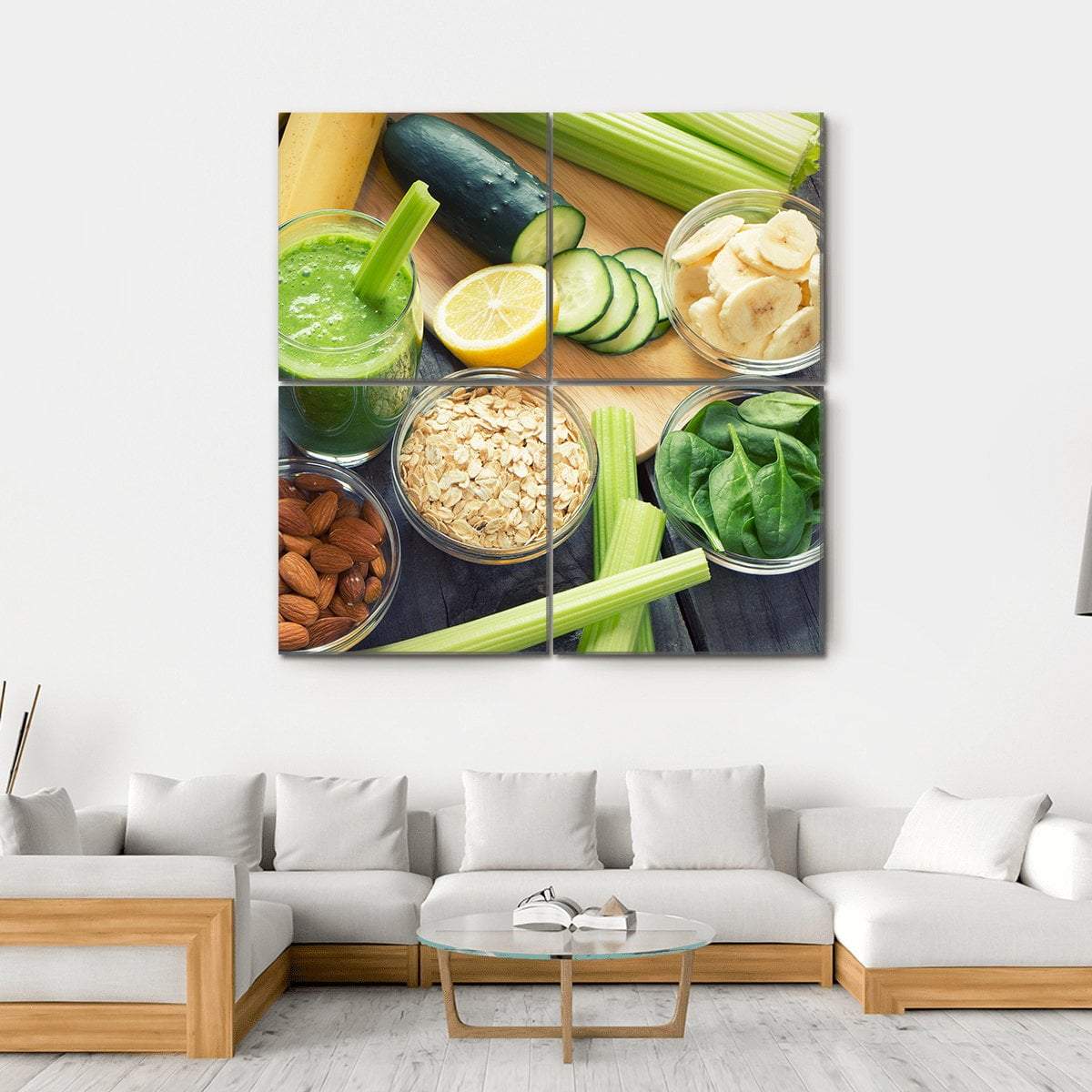 Smoothie With Fruits And Vegetables Canvas Wall Art-4 Square-Gallery Wrap-17" x 17"-Tiaracle