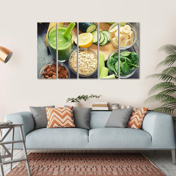 Smoothie With Fruits And Vegetables Canvas Wall Art-5 Horizontal-Gallery Wrap-22" x 12"-Tiaracle