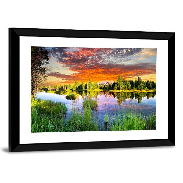 Snake River & Tetons Panoramic Canvas Wall Art-1 Piece-36" x 12"-Tiaracle