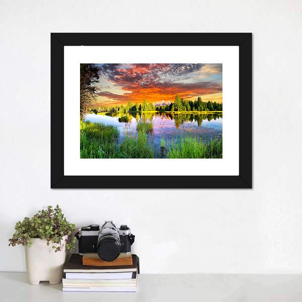 Snake River & Tetons Panoramic Canvas Wall Art-1 Piece-36" x 12"-Tiaracle