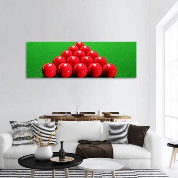 Snooker Balls Arranged In Triangular Shape Panoramic Canvas Wall Art-1 Piece-36" x 12"-Tiaracle
