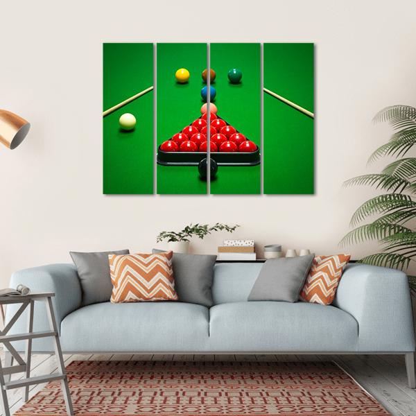 Snooker Balls Set On A Green Table Canvas Wall Art-4 Horizontal-Gallery Wrap-34" x 24"-Tiaracle