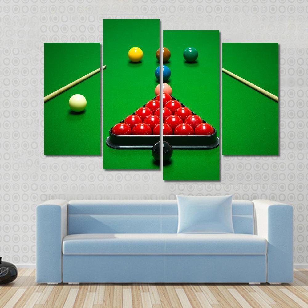 Snooker Balls Set On A Green Table Canvas Wall Art-4 Pop-Gallery Wrap-50" x 32"-Tiaracle