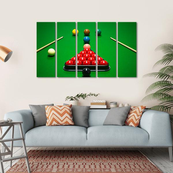 Snooker Balls Set On A Green Table Canvas Wall Art-5 Horizontal-Gallery Wrap-22" x 12"-Tiaracle
