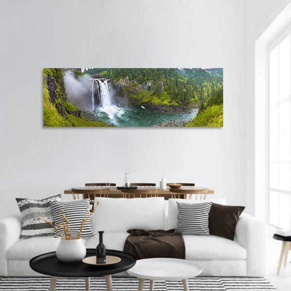 Snoqualmie Falls In Seattle Panoramic Canvas Wall Art-1 Piece-36" x 12"-Tiaracle