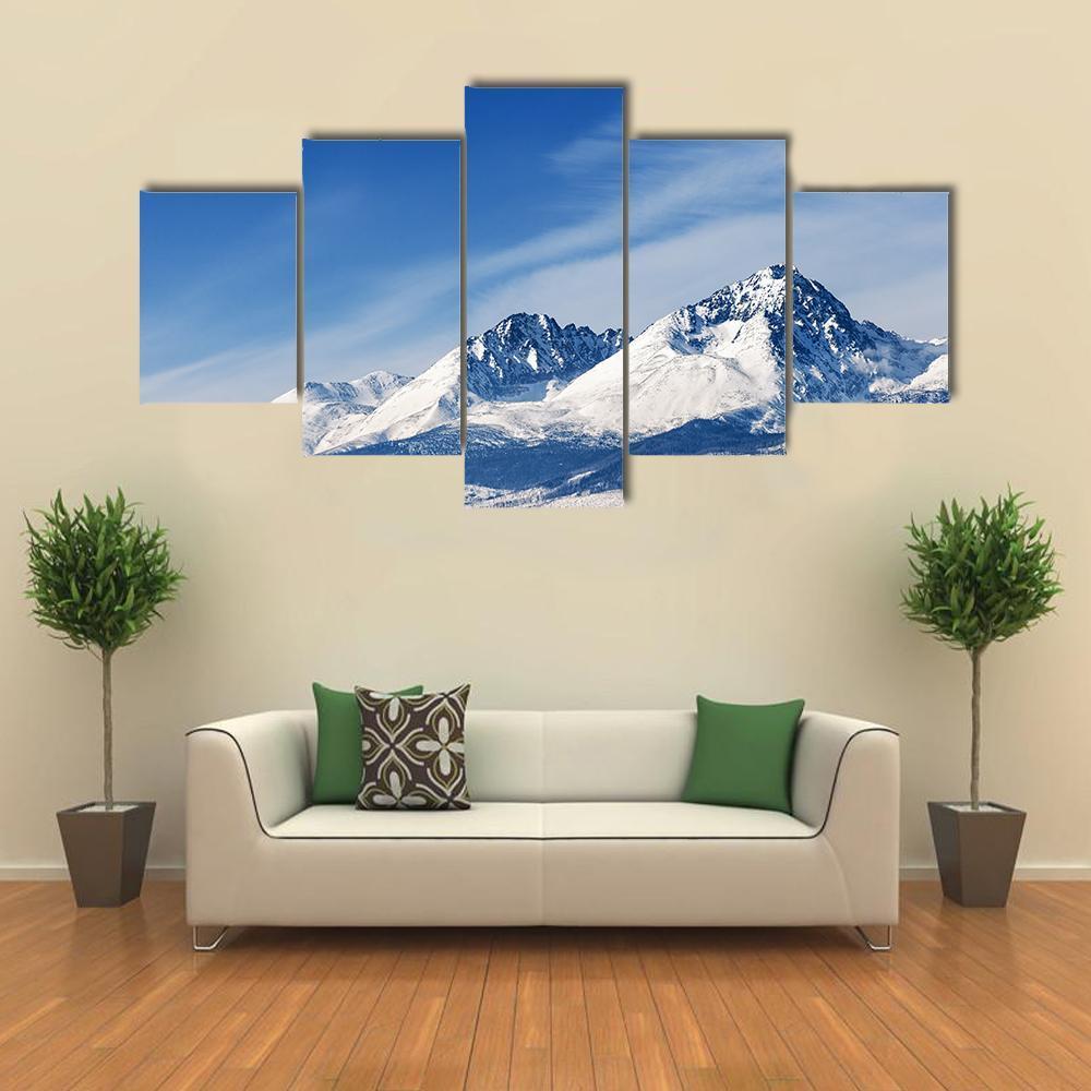 Snow Capped Summit Of Tatry Canvas Wall Art-5 Star-Gallery Wrap-62" x 32"-Tiaracle