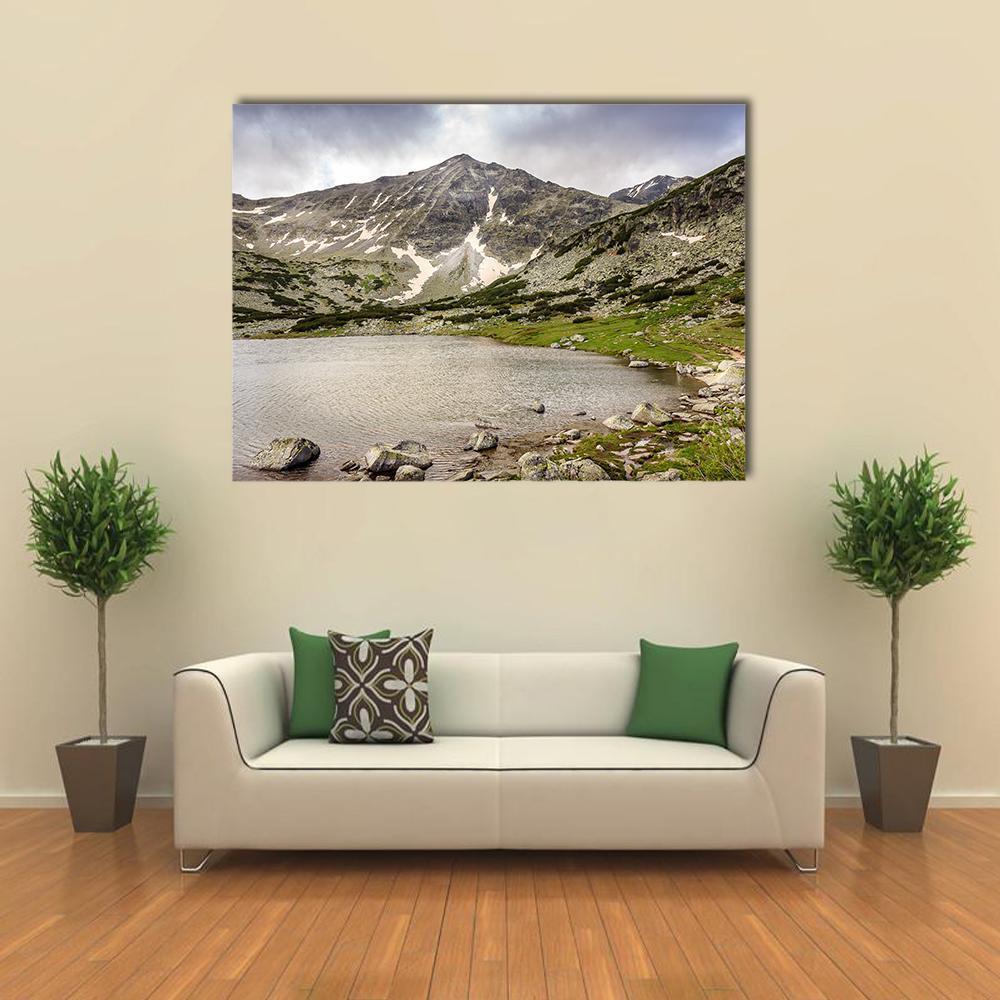 Snow Covered Landscape Of Rila Mountain And Lake Canvas Wall Art-1 Piece-Gallery Wrap-48" x 32"-Tiaracle