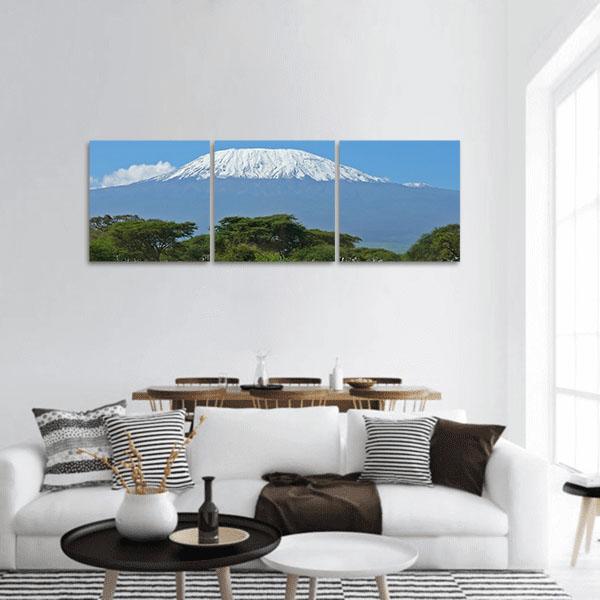 Kilimanjaro In Kenya Panoramic Canvas Wall Art-3 Piece-25" x 08"-Tiaracle